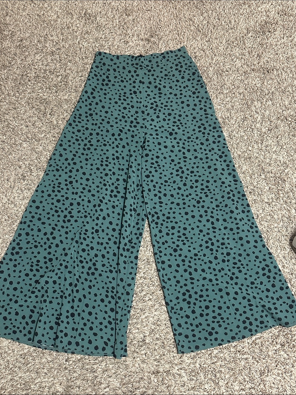 SHEIN Teal Green Wide-Leg Polka Dot Pants